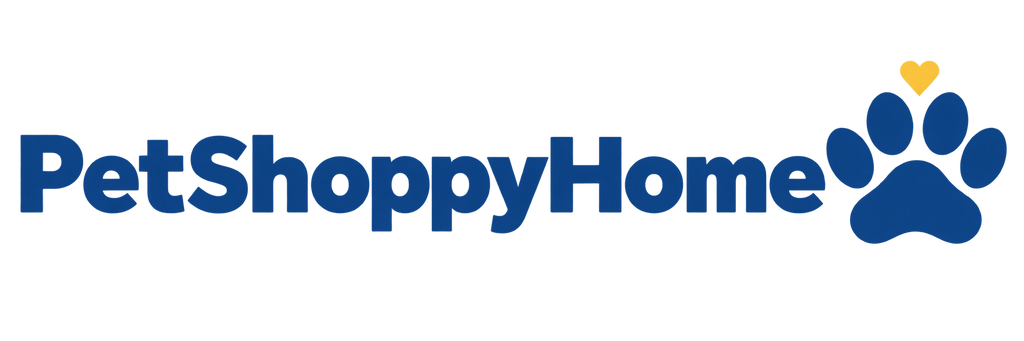 PetShoppyHome blu con impronta di cane e piccolo cuore giallo
